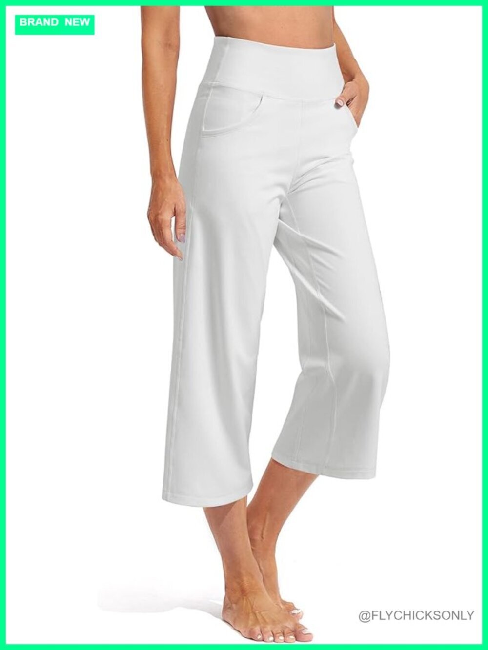 Wide Leg Yoga Capri Pants with Pockets Loose Casual Summer
